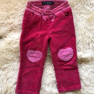 Mini Boden Pink Corduroys w/ heart knee patches